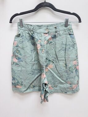 Lauren Ralph Lauren Mint Green Floral Linen-Blend Bermuda Shorts